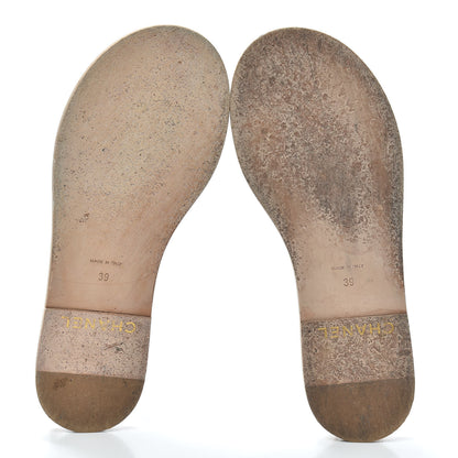 Chanel Lambskin CC Chain Thong Sandals 39 Beige 6 of 6
