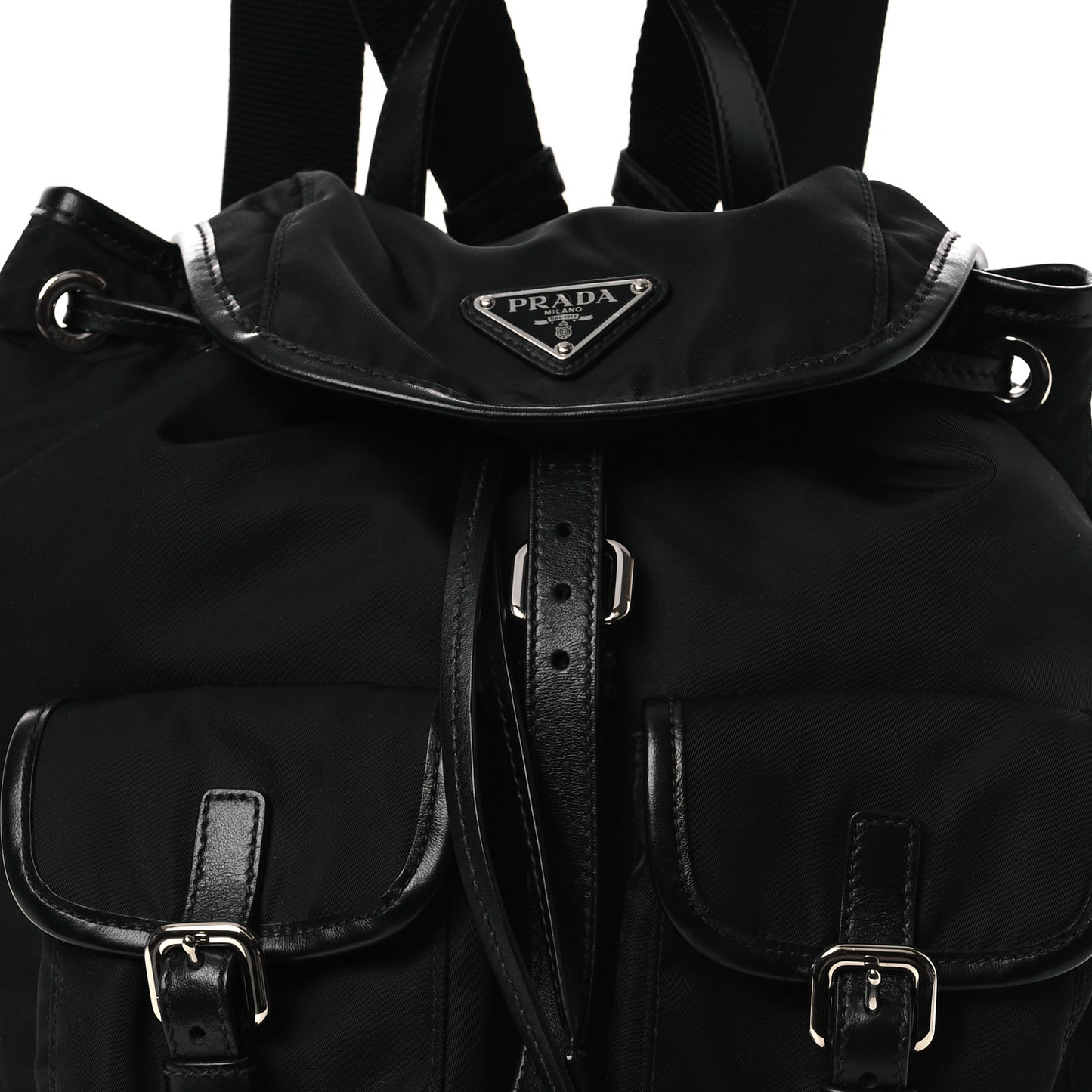 Tessuto Nylon Soft Calfskin Backpack Black