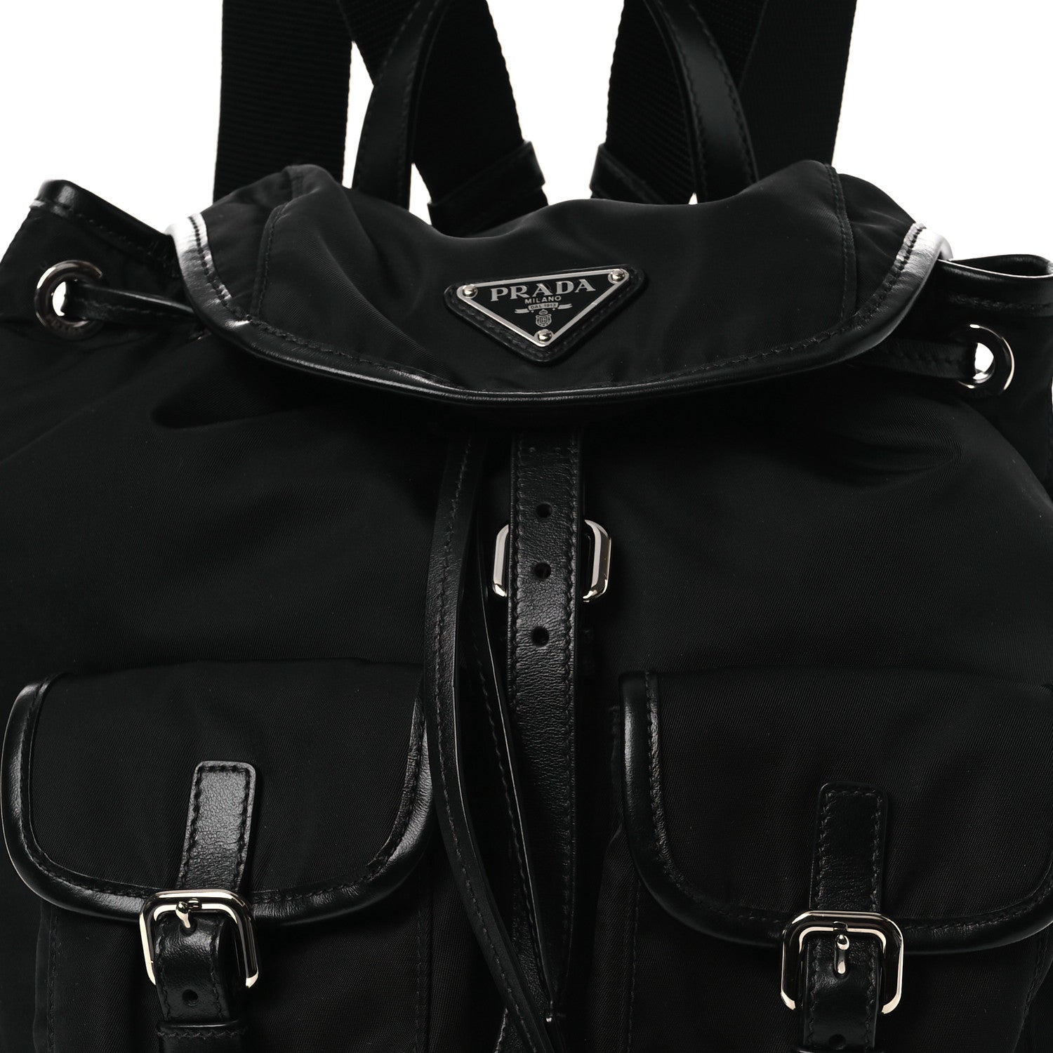 Prada Tessuto Nylon Soft Calfskin Backpack Black 7 of 10