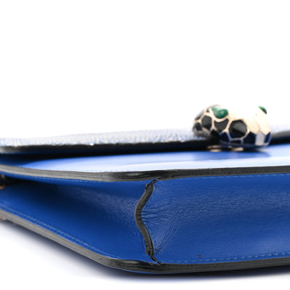 Bulgari Galuchat Calfskin Serpenti Forever Crossbody Bag Blue 17 of 19