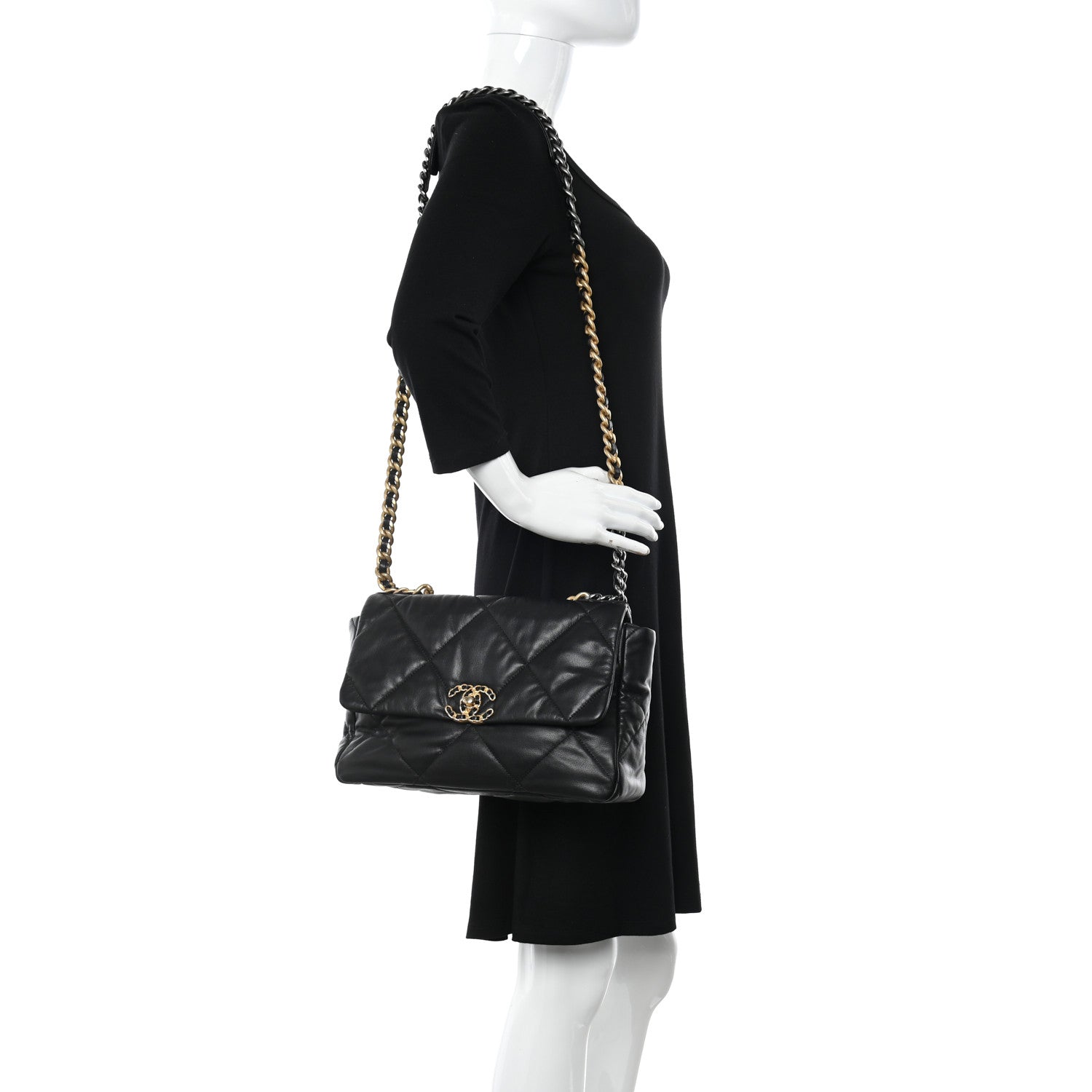 Chanel Goatskin Quilted Large Chanel 19 Flap Black 2 of 9