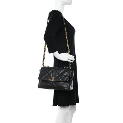 Chanel Goatskin Quilted Large Chanel 19 Flap Black 2 of 9