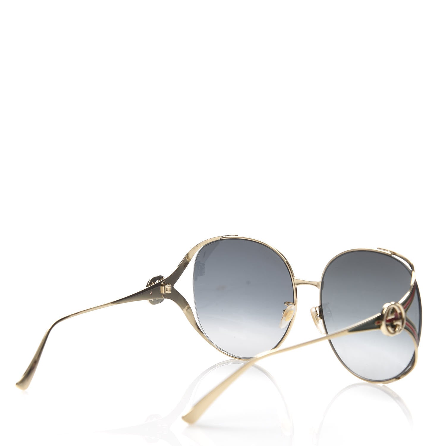 Gucci Metal Oversized Round Frame GG0225S Sunglasses Gold 4 of 7
