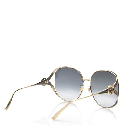 Gucci Metal Oversized Round Frame GG0225S Sunglasses Gold 4 of 7