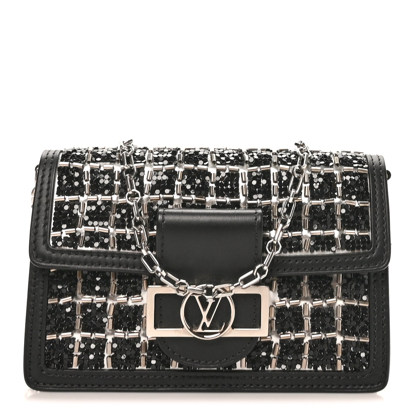 Tweed Sequin Dauphine Minaudiere Black