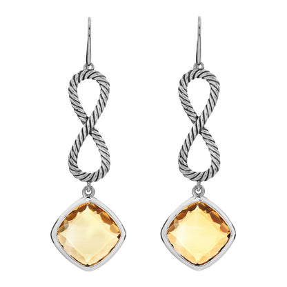 David Yurman Sterling Silver Citrine Infinity Drop Earrings 1 of 4