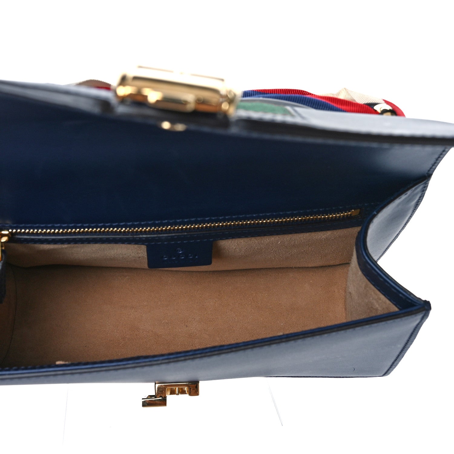 Gucci Vitello Fontanella Web Small Sylvie Shoulder Bag Blue Agata 4 of 8