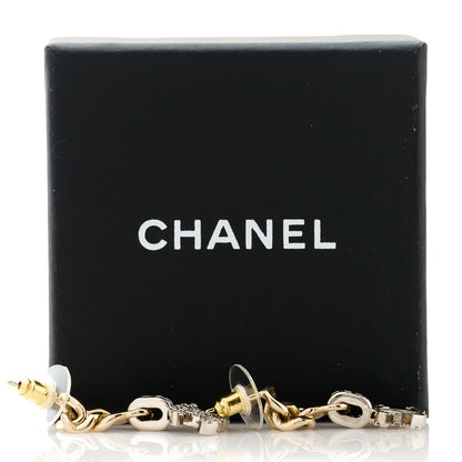 Chanel Metal Crystal CC Chain Drop Earrings Gold 5 of 5