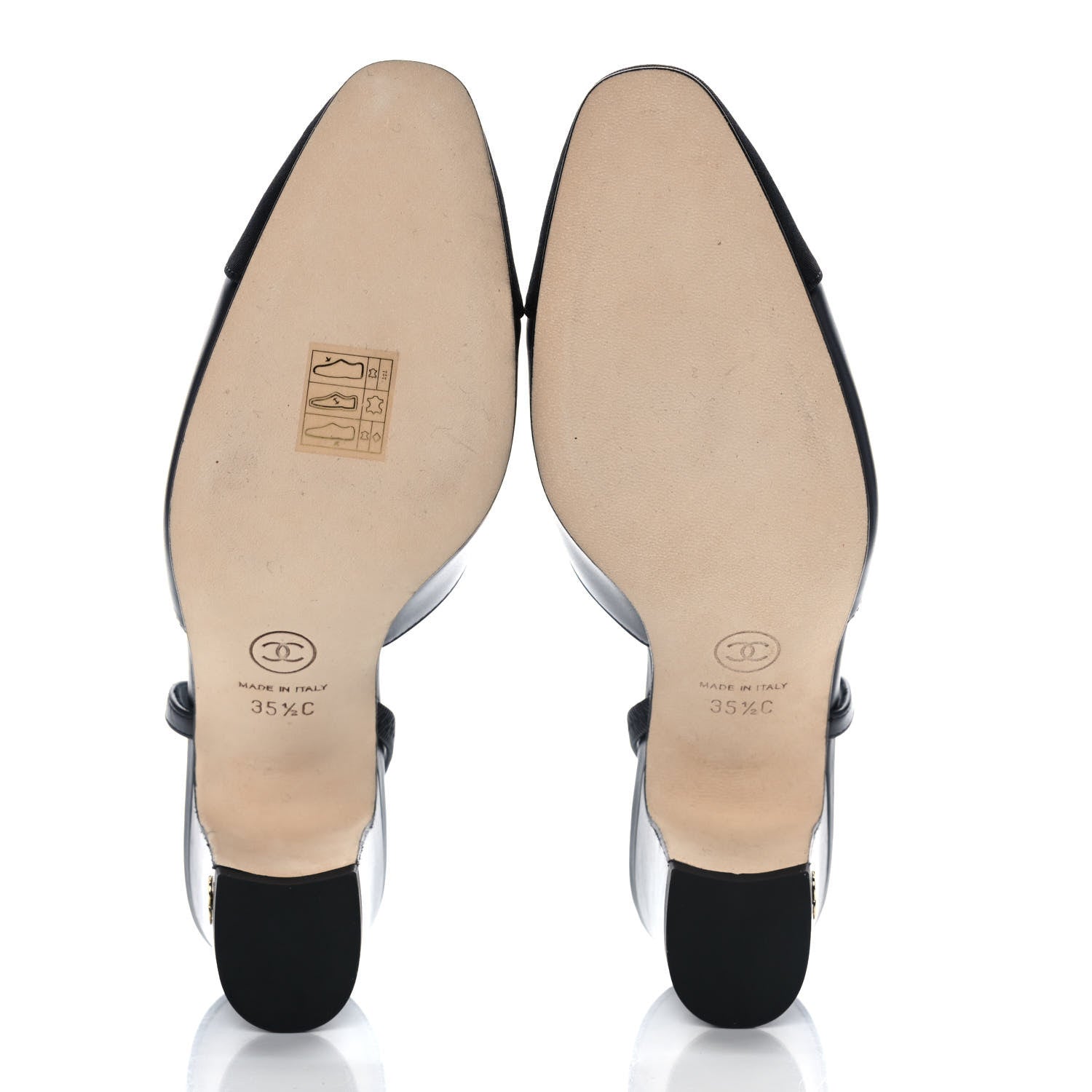 Chanel Goatskin Grosgrain Cap Toe CC Slingback Sandals 35.5 Black 5 of 9