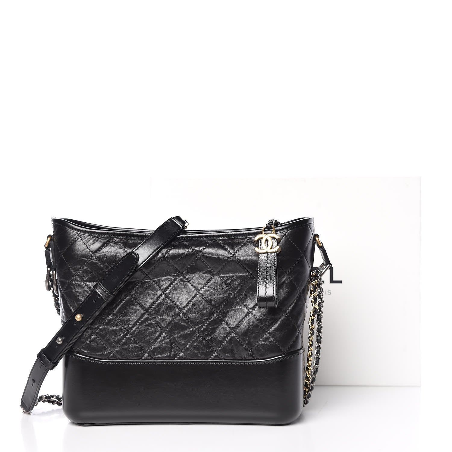 Chanel Aged Calfskin Quilted Medium Gabrielle Hobo Black 10 of 10