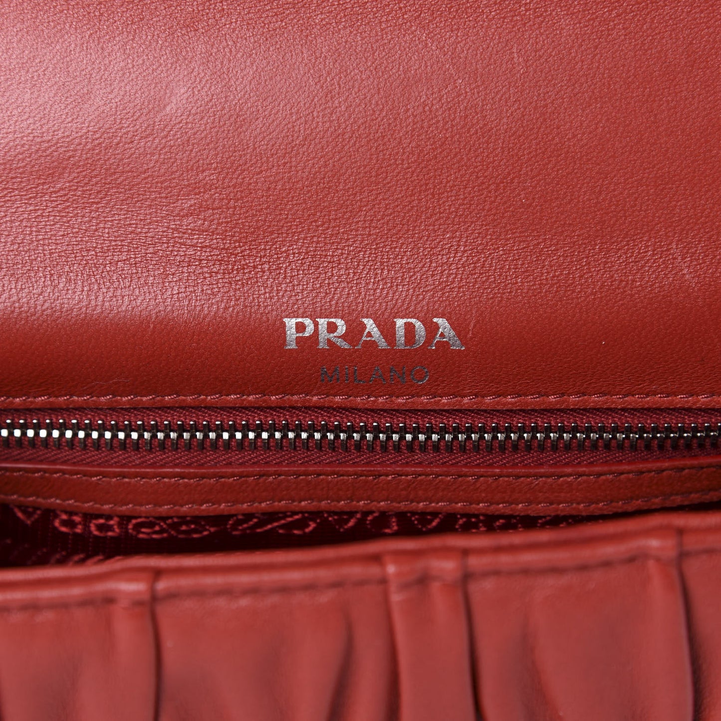 Nappa Gaufre Small Chain Flap Shoulder Bag Fuoco