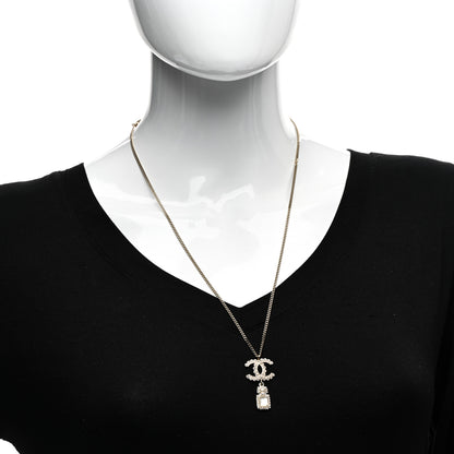 Chanel Crystal Pearl CC Perfume Bottle Necklace Pearly White Gold 2 of 4