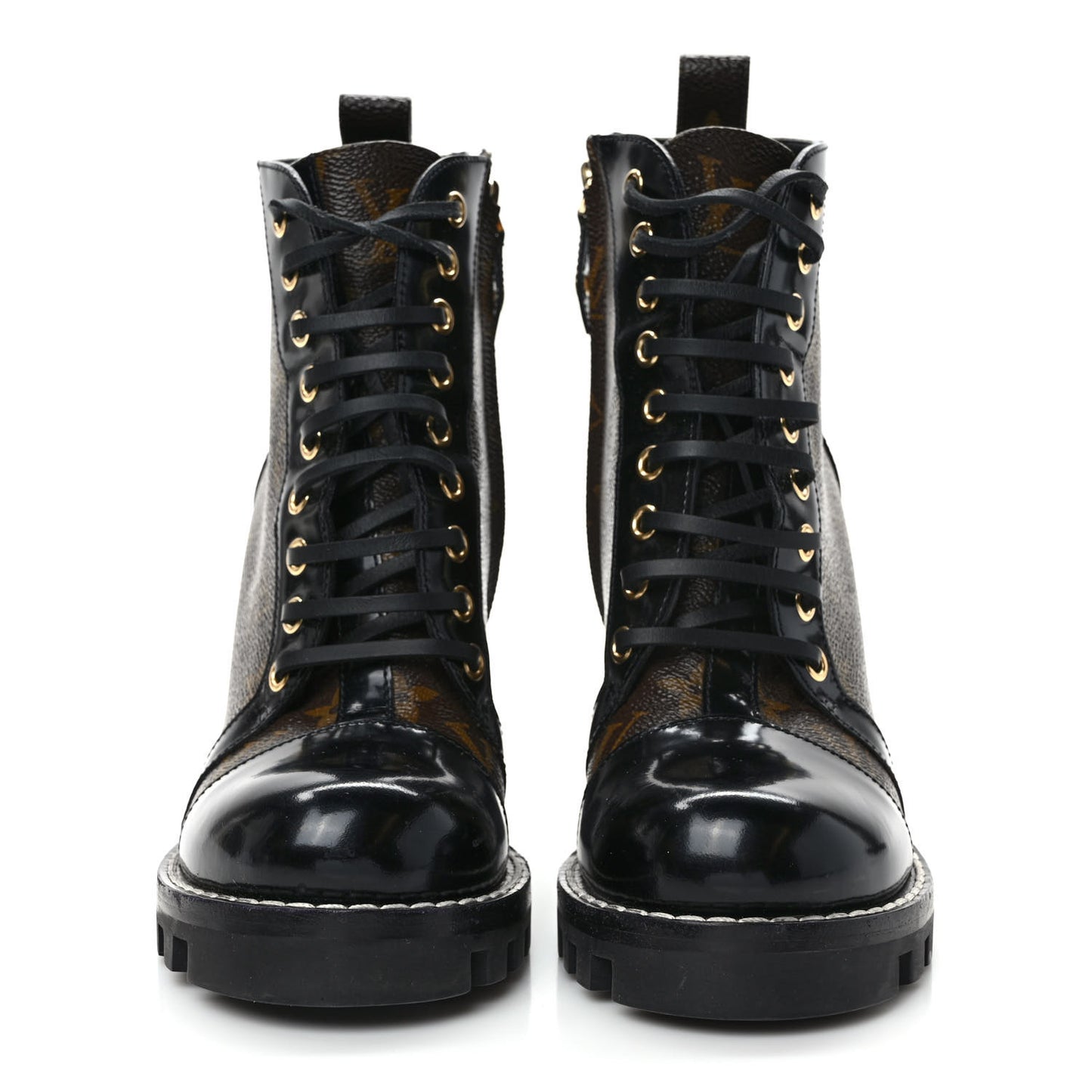 Patent Calfskin Monogram Star Trail Ankle Boots 37 Black
