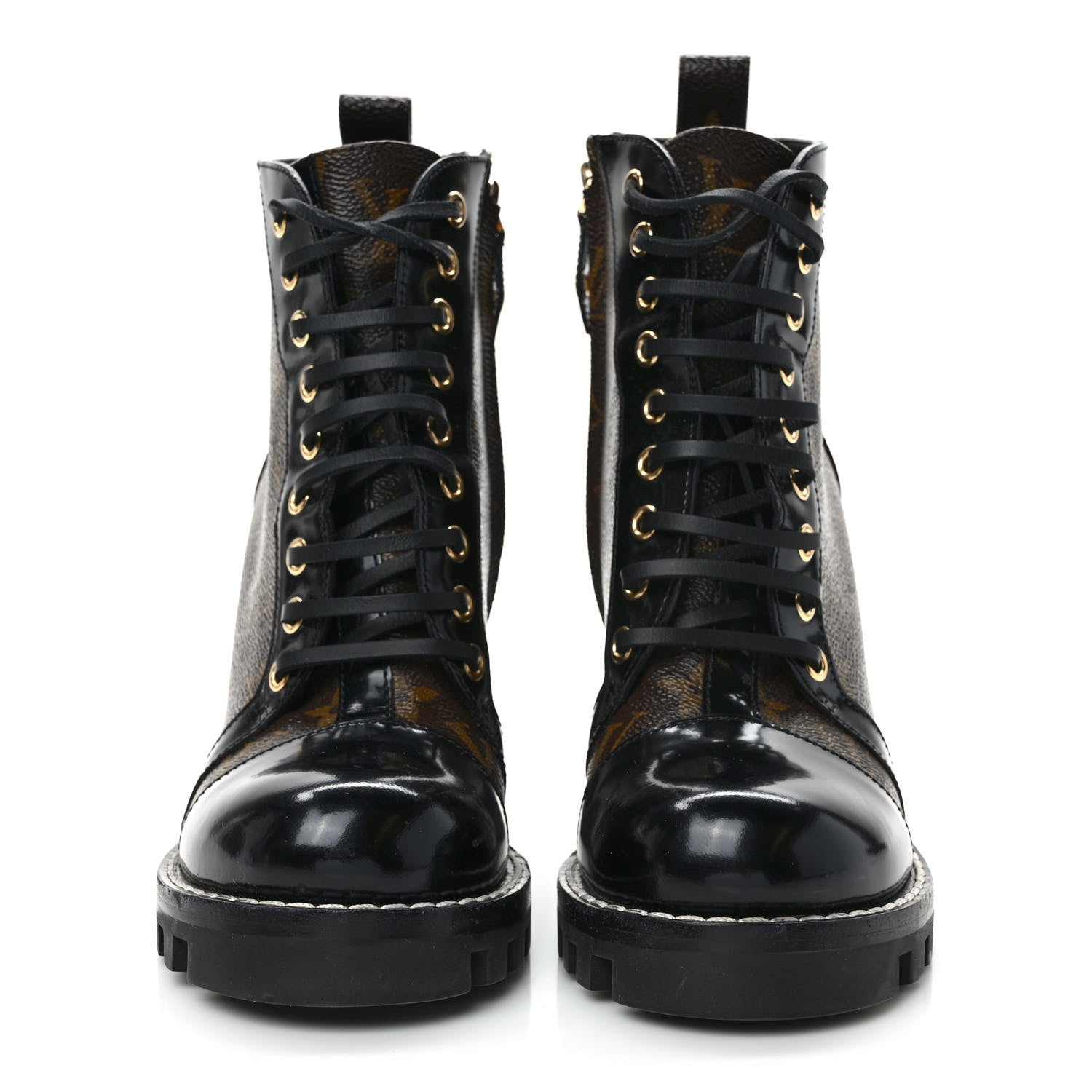 Louis Vuitton Patent Calfskin Monogram Star Trail Ankle Boots 37 Black 2 of 7