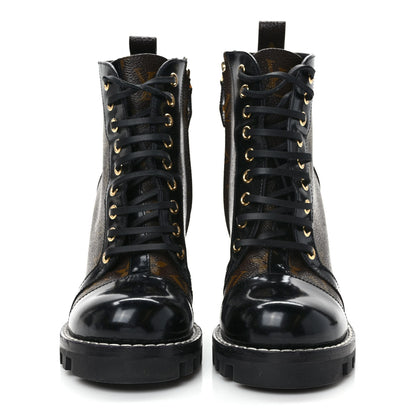 Louis Vuitton Patent Calfskin Monogram Star Trail Ankle Boots 37 Black 2 of 7