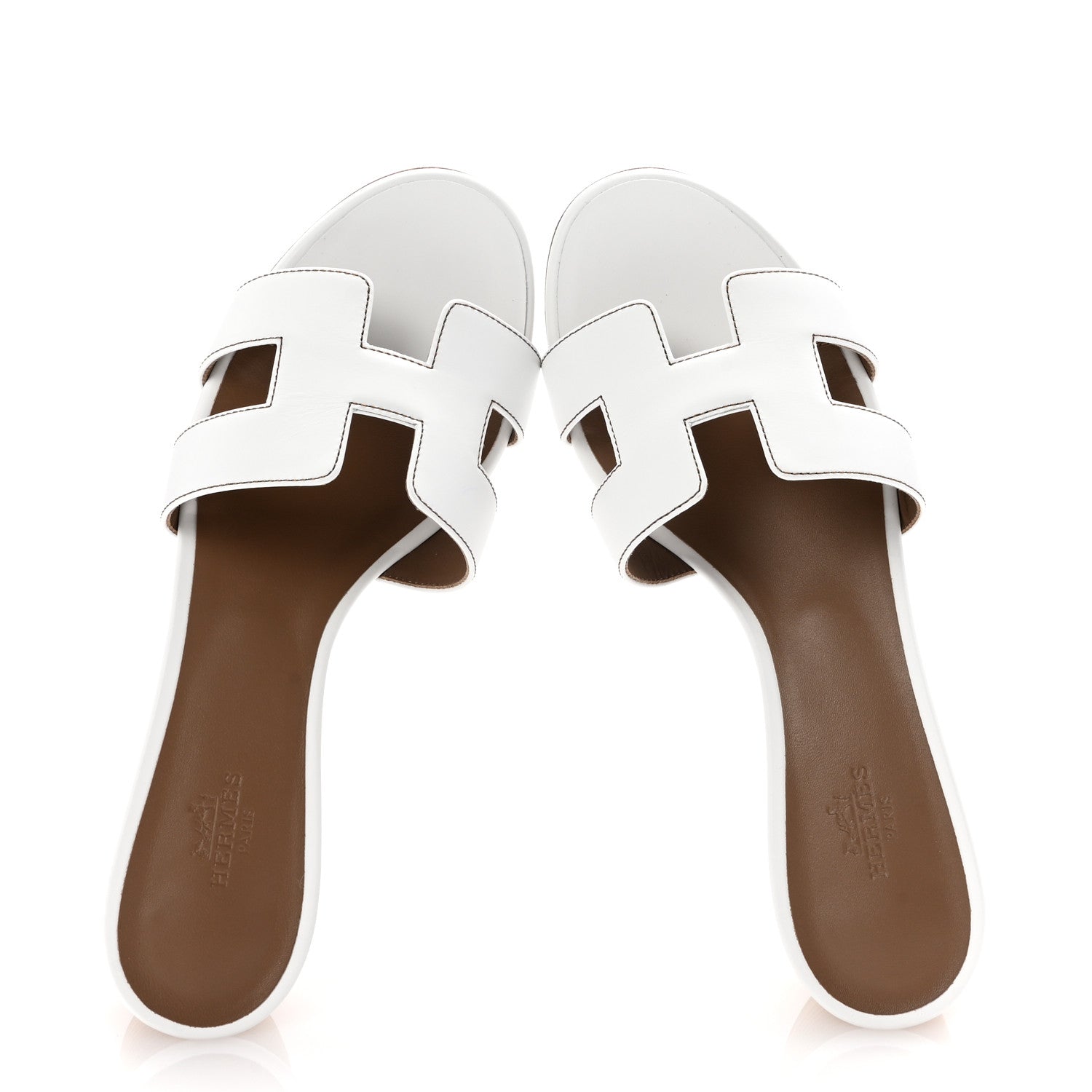 Hermes Calfskin Oasis Sandals 37 White 2 of 10