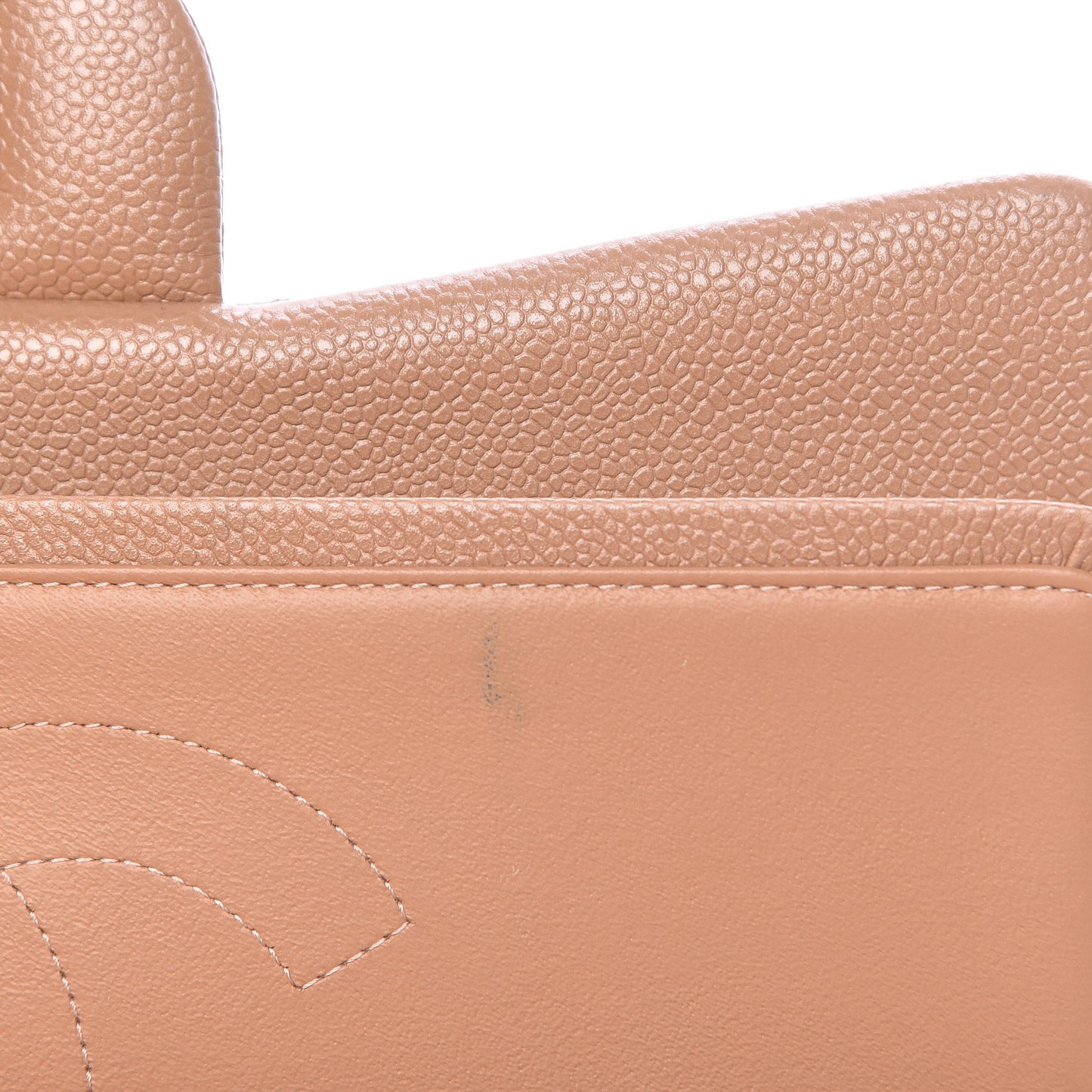 Caviar Quilted Jumbo Double Flap Beige