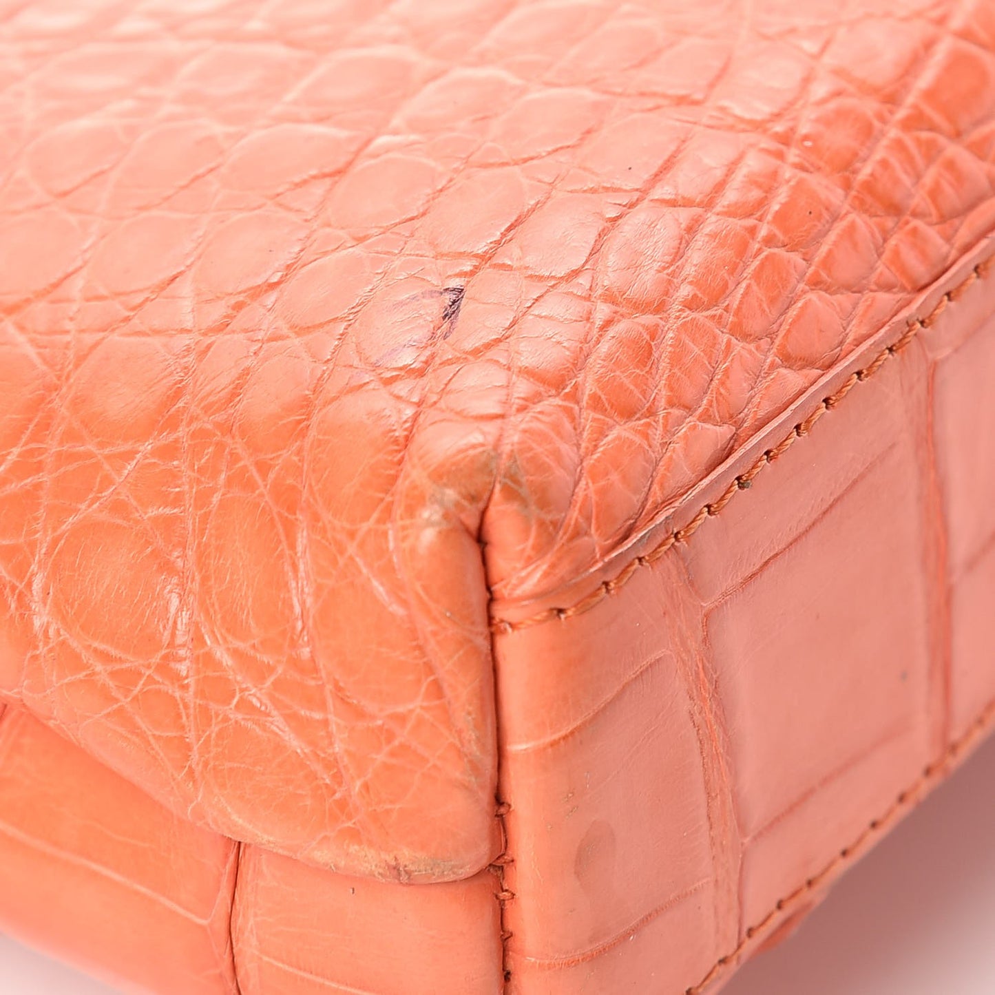 Crocodile Foldover Clutch Orange