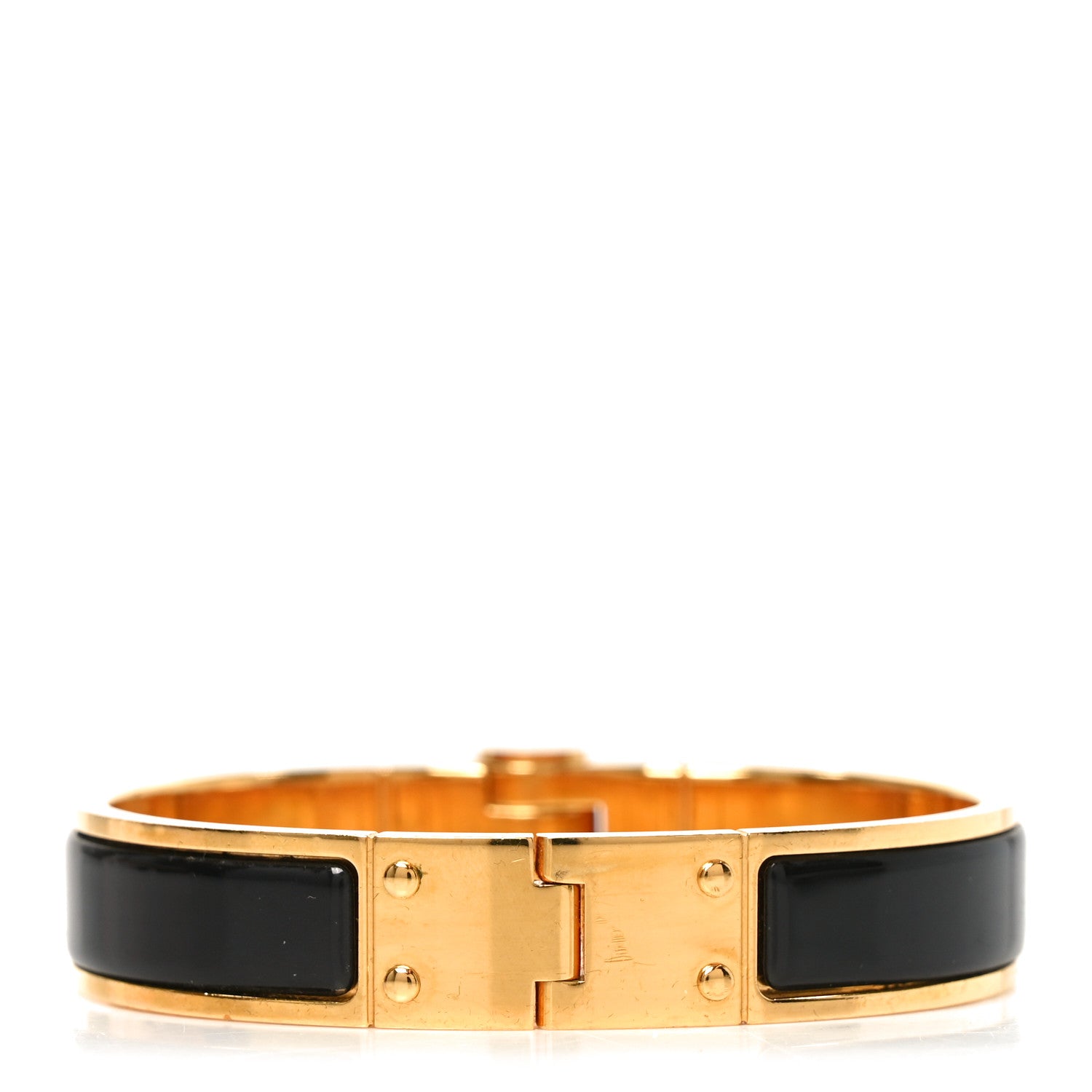 Hermes Enamel Charniere Uni Narrow Hinged Bracelet S Black 3 of 4