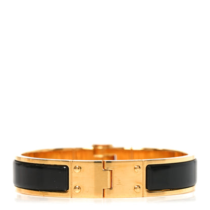 Hermes Enamel Charniere Uni Narrow Hinged Bracelet S Black 3 of 4