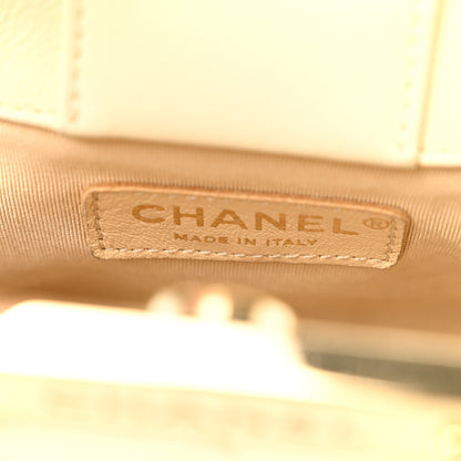 Chanel Grained Calfskin Stitched Mini Label Click Shopper Tote White 6 of 10
