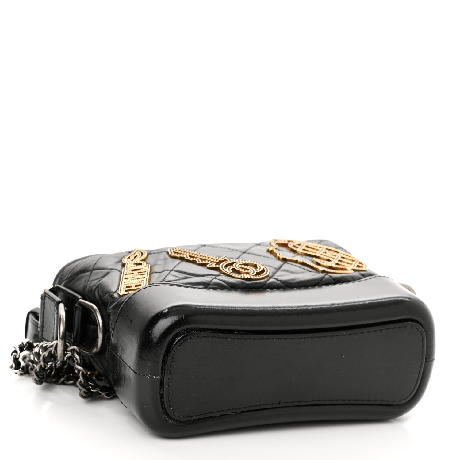 Chanel Aged Calfskin Quilted Charms Small Gabrielle Hobo Black 4 of 14