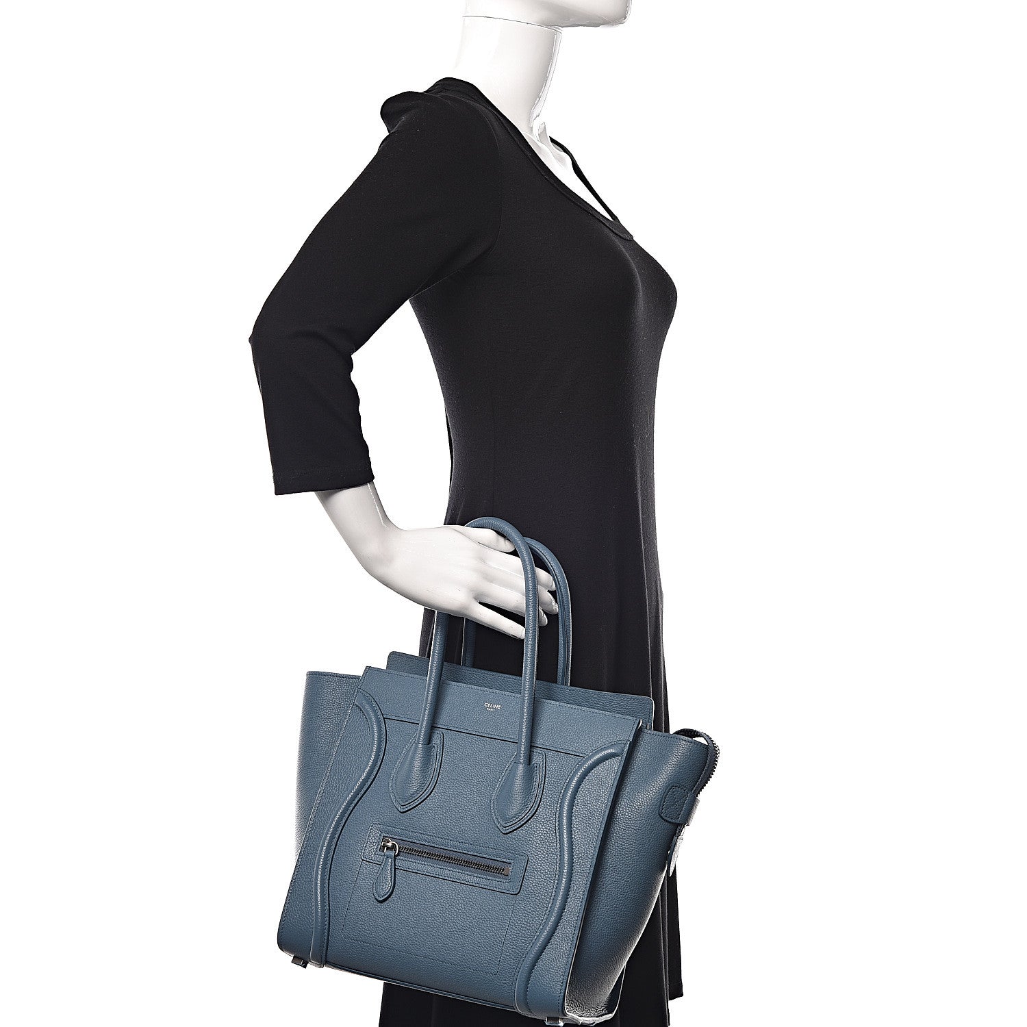 Celine Drummed Calfskin Micro Luggage Celadon 2 of 9