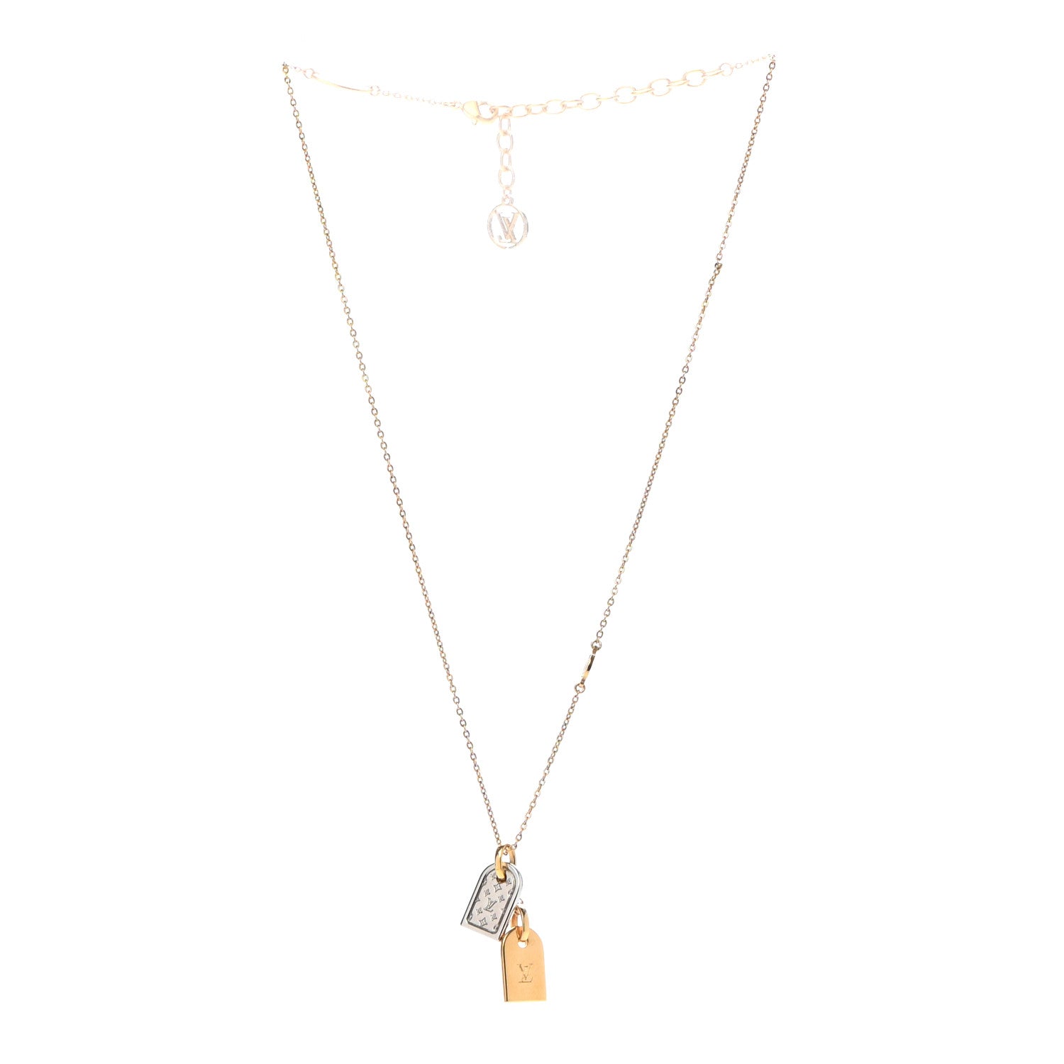 Louis Vuitton Nanogram Name Tag Necklace Gold 3 of 7