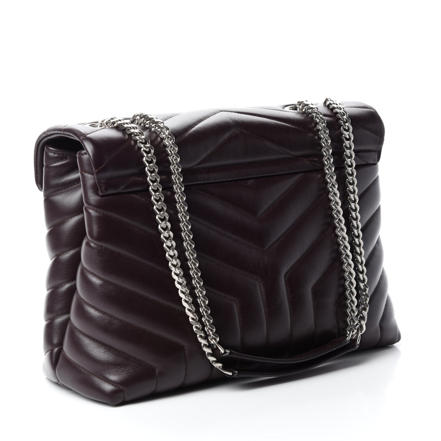 Calfskin Y Quilted Monogram Medium Loulou Chain Satchel Amaranto