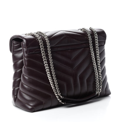 Saint Laurent Calfskin Y Quilted Monogram Medium Loulou Chain Satchel Amaranto 3 of 11