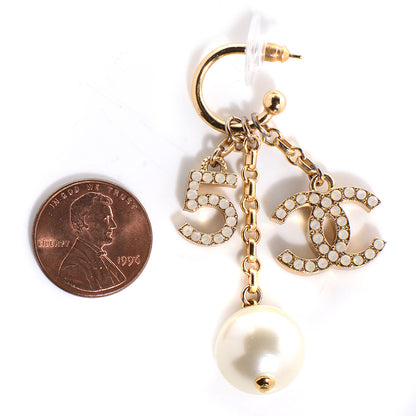 Chanel Pearl N°5 CC Drop Earrings Gold 2 of 4