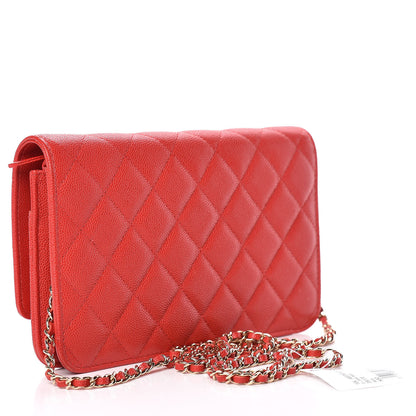 Chanel Caviar Quilted Golden Class Wallet On Chain WOC Red 3 of 11