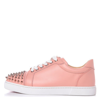Christian Louboutin Calfskin Womens Vieira Spiked Flat Sneakers 38 Jupon Pink 1 of 9