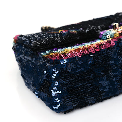 Chanel Sequin Medium Single Flap Blue Black Multicolor 8 of 9