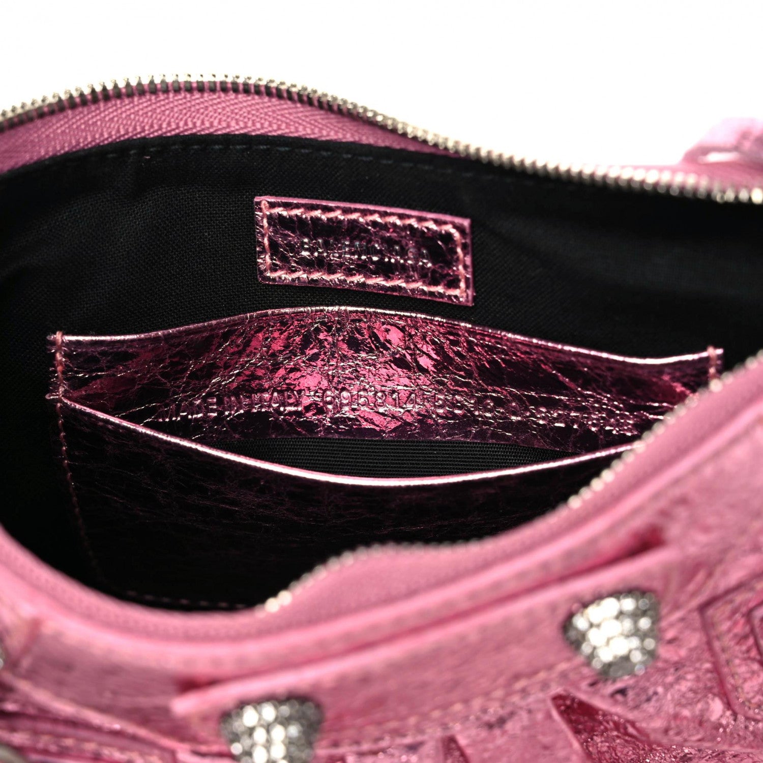 Balenciaga Metallic Agneau Arena Crystal Le Cagole Mini Purse With Chain Met Pink 9 of 9