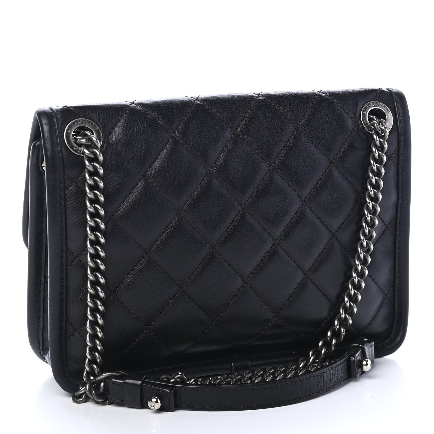 Calfskin Quilted Mini French Riviera Flap Black