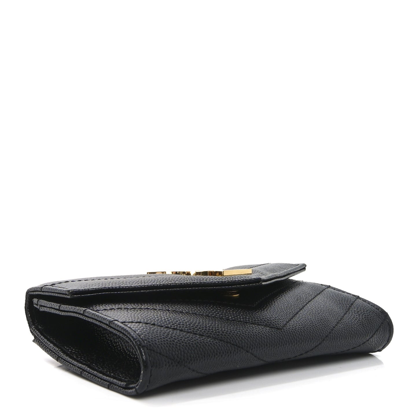 Grain De Poudre Matelasse Chevron Small Monogram Envelope Wallet Black