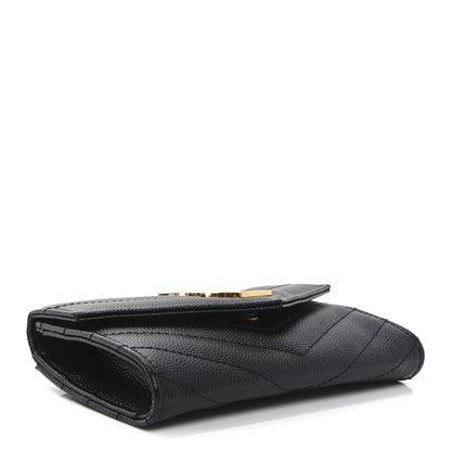 Saint Laurent Grain De Poudre Matelasse Chevron Small Monogram Envelope Wallet Black 4 of 8