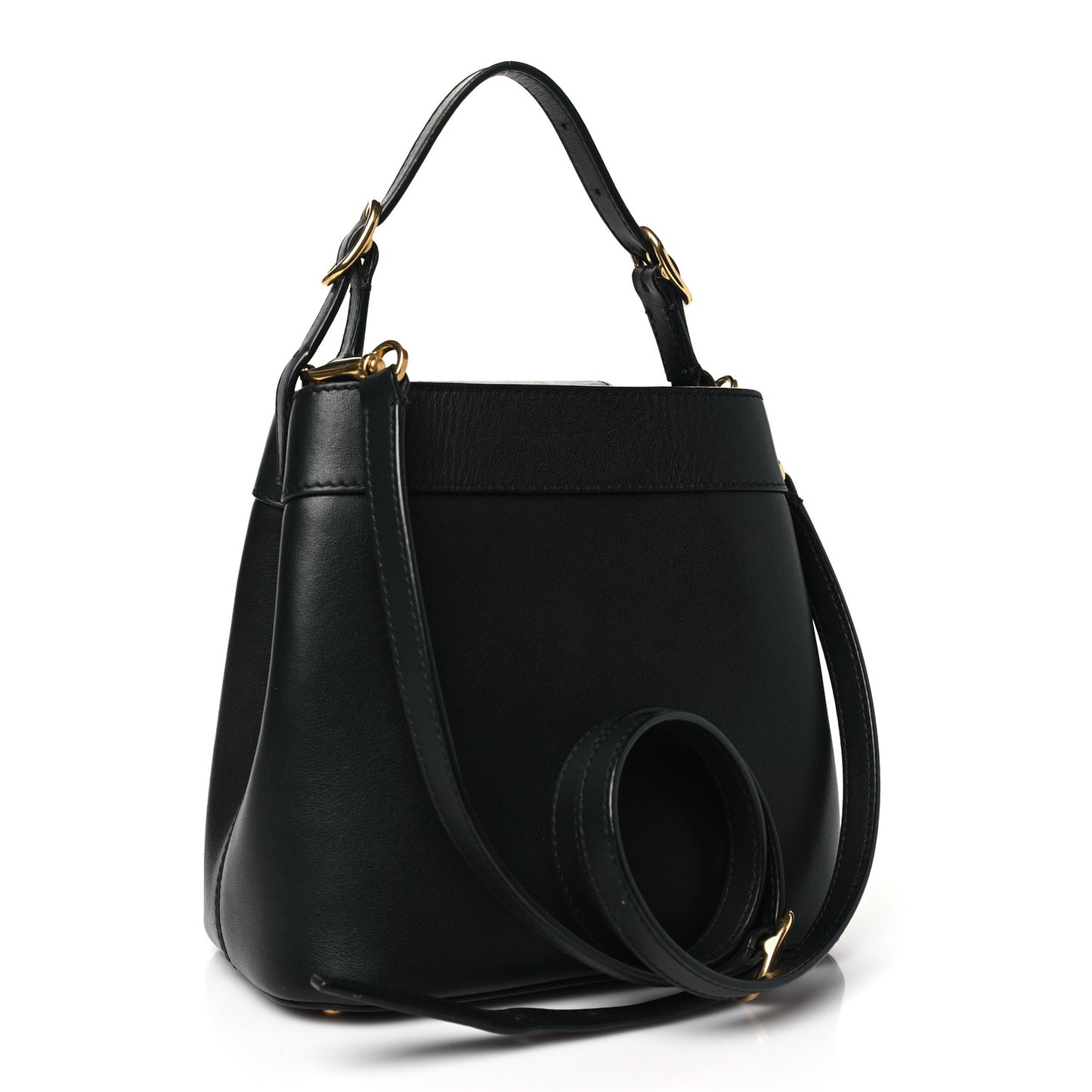 Smooth Calfskin Supervee Top Handle Bag Black