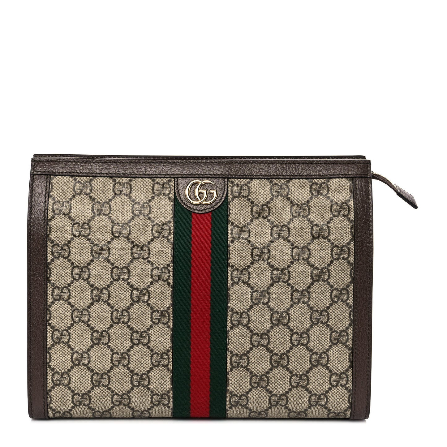 GG Supreme Monogram Web Ophidia Pouch Brown