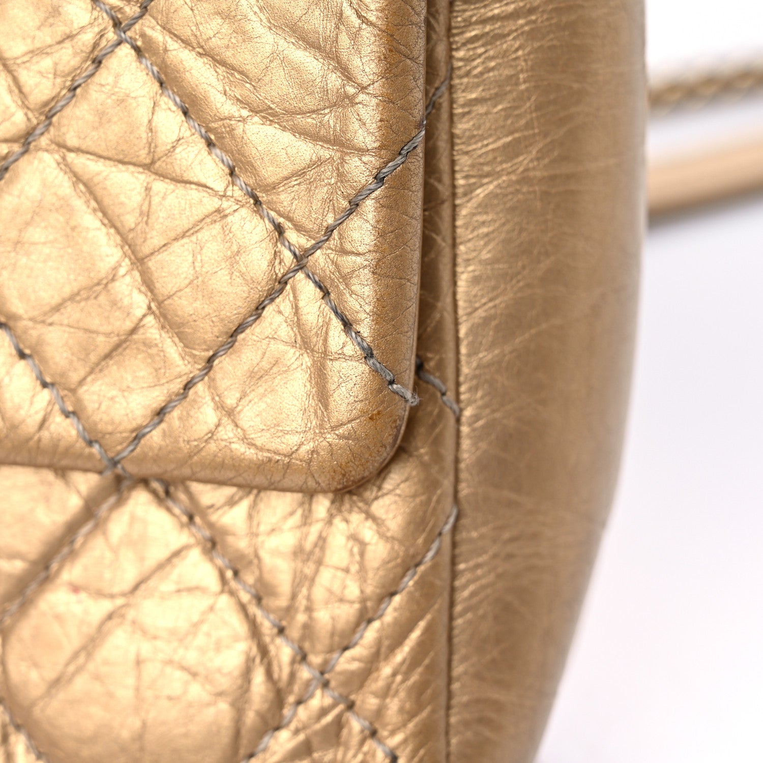 Chanel Metallic Aged Calfskin Quilted CC Square Flap Light Gold 30 of 33