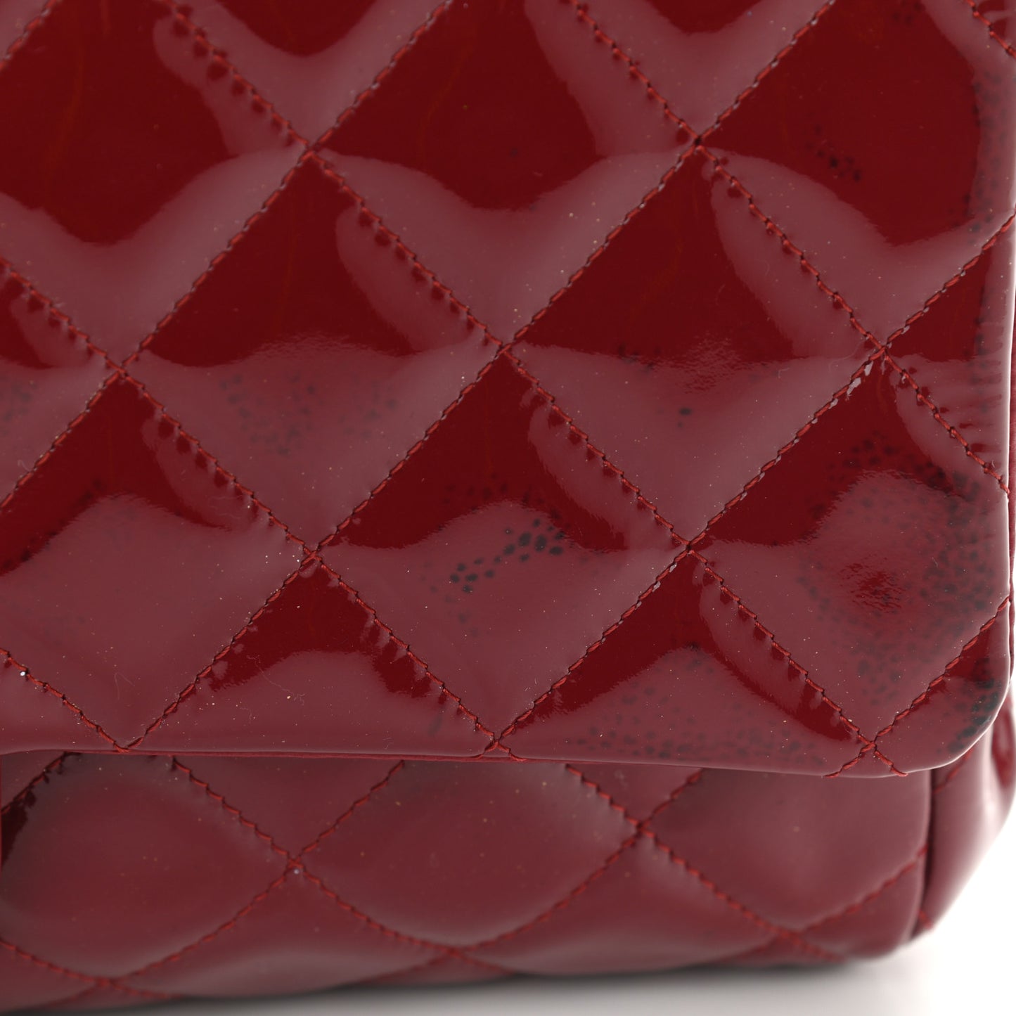 Patent Quilted Clutch With Chain Flap Red