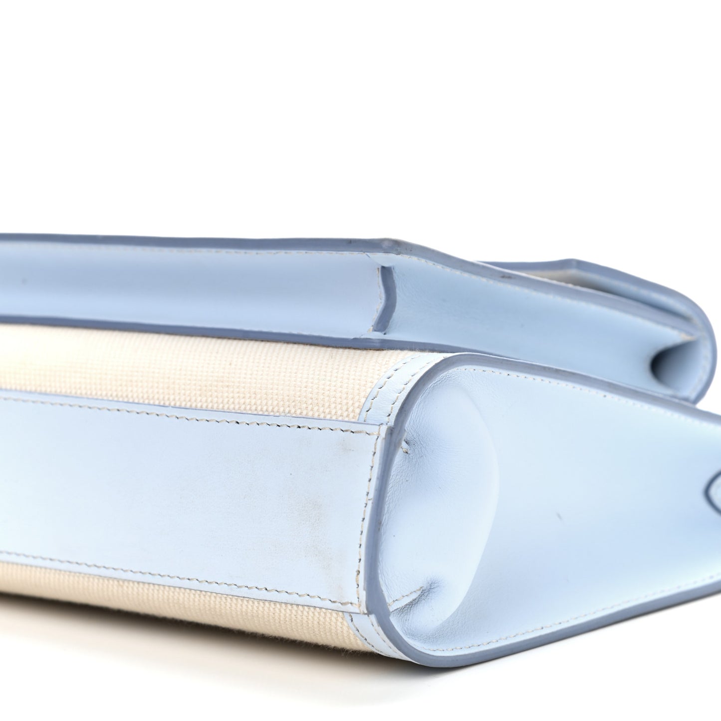 Canvas Smooth Calfskin Two Tone Mini Pocket Bag Natural Pale Blue