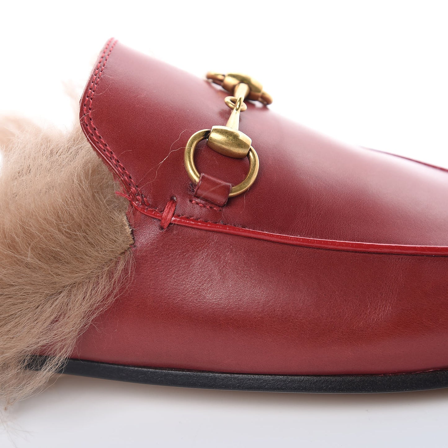 Betis Glamour Calfskin Fur Womens Princetown Slippers 36 Hibiscus Red Naturale