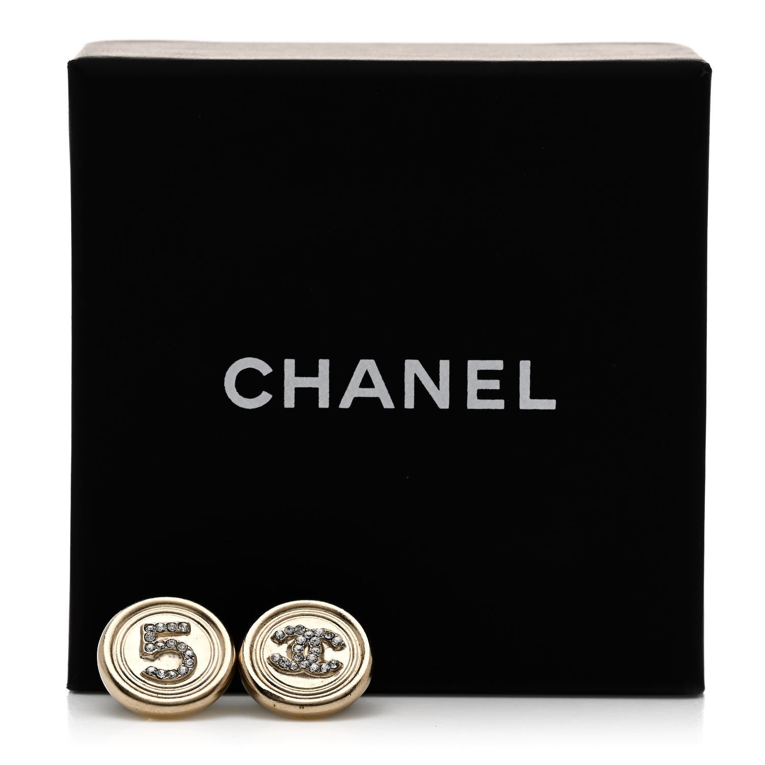 Chanel Crystal CC No 5 Round Earrings Gold 5 of 5