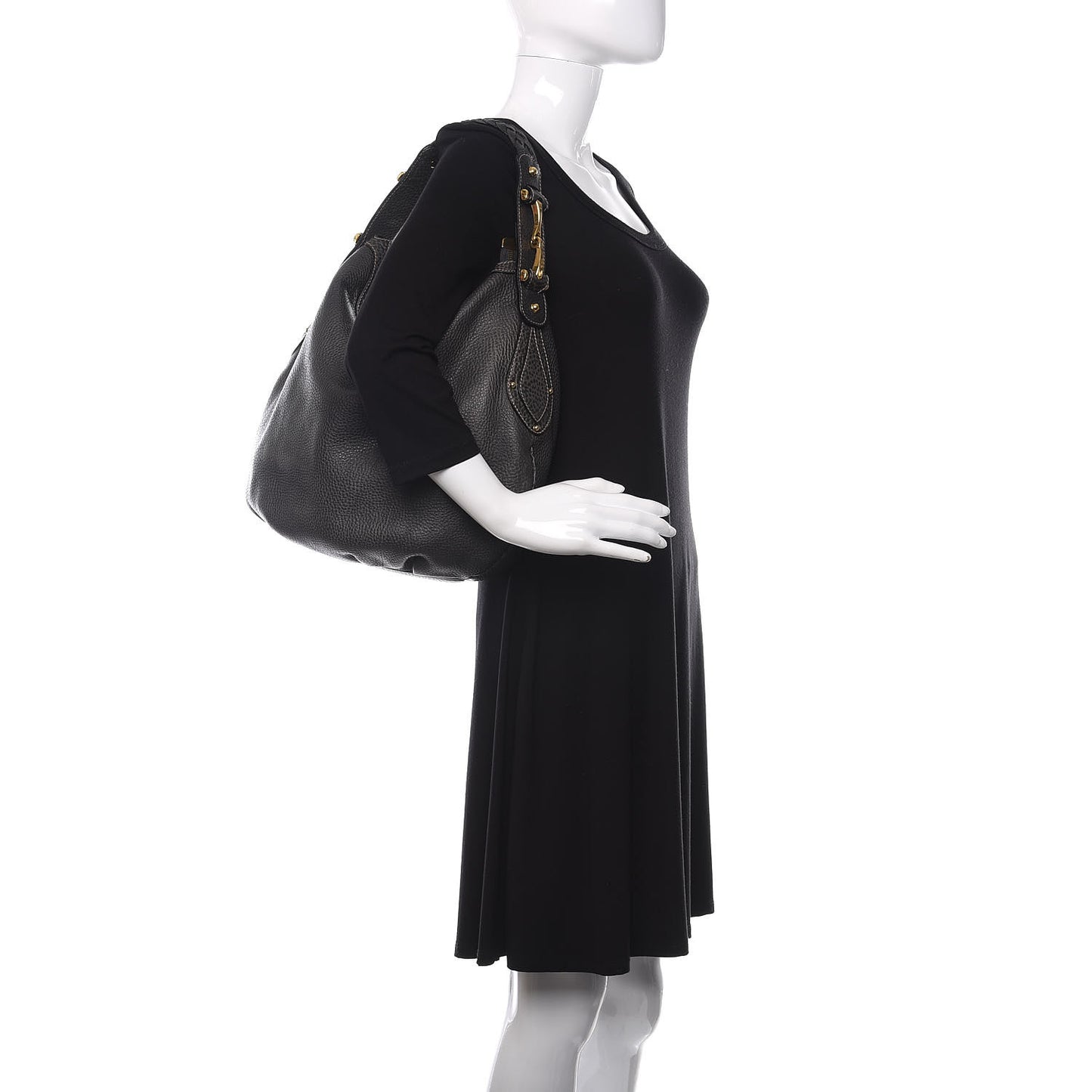 Pebbled Calfskin Medium Pelham Hobo Black