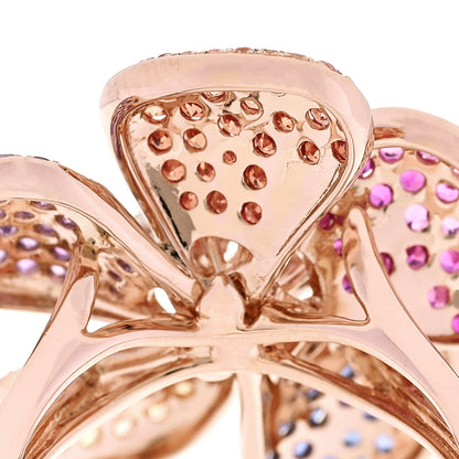 Parker & West by FASHIONPHILE 18K Rose Gold Diamond Rainbow Sapphire Floral Cocktail Ring 54 6.75 8 of 10