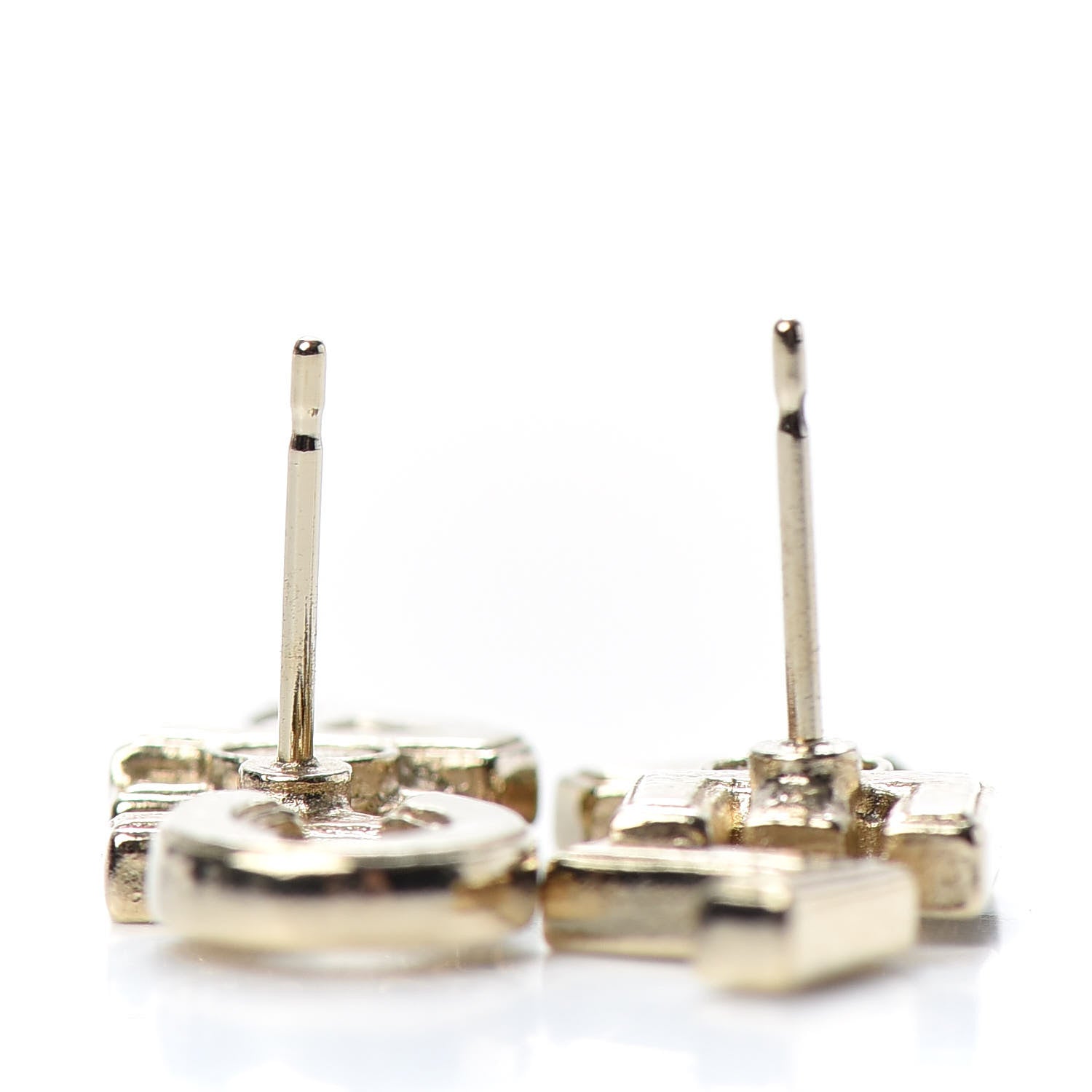 Chanel Crystal Pearl Signature Stud Earrings Gold 3 of 4