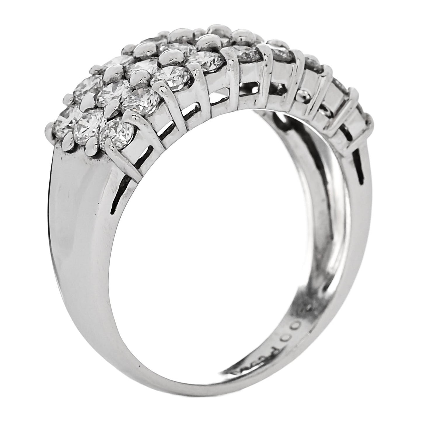 Platinum Diamond 2.00ct Three Row Half Eternity Band Ring 58 8.25