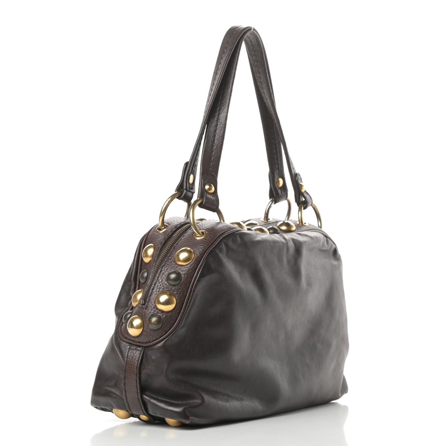 Calfskin Medium Babouska Dome Satchel Dark Brown